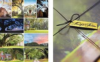 Photographed, designed and produced 10-piece postcard sets for a historic plantation bed and breakfast in South Carolina.  Each 5.5 x 8.5" postcard includes a detailed caption on the address side, and each set is elegantly packaged in a hand-tied vellum envelope.